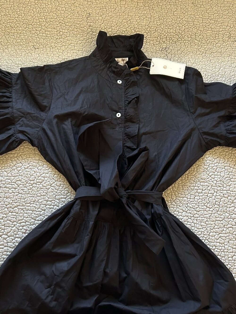 Mille Resort & Travel -- black maxi dress with tie detail